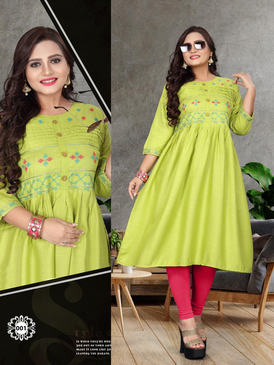 Vanshika 001 Fancy Ethnic Wear Embroidery Kurti Collection